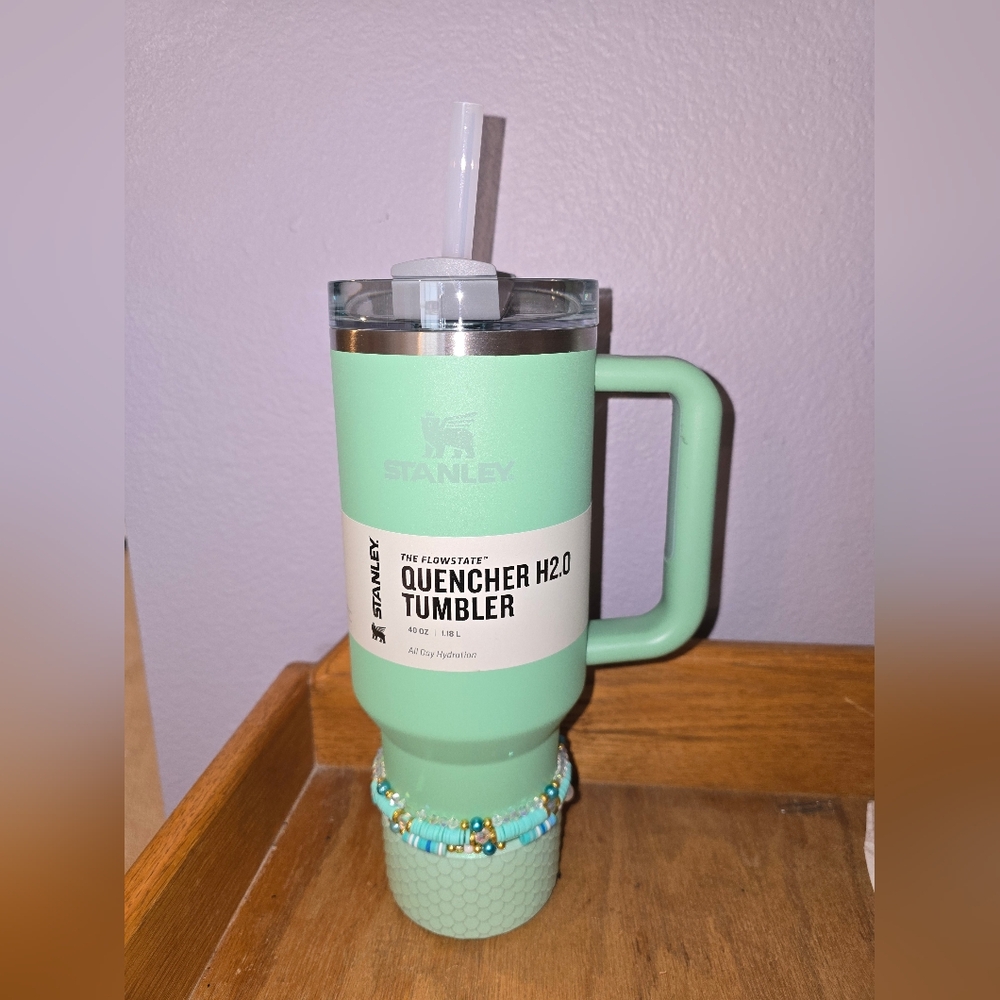 Stanley Mint Green Quencher Tumbler with Straw